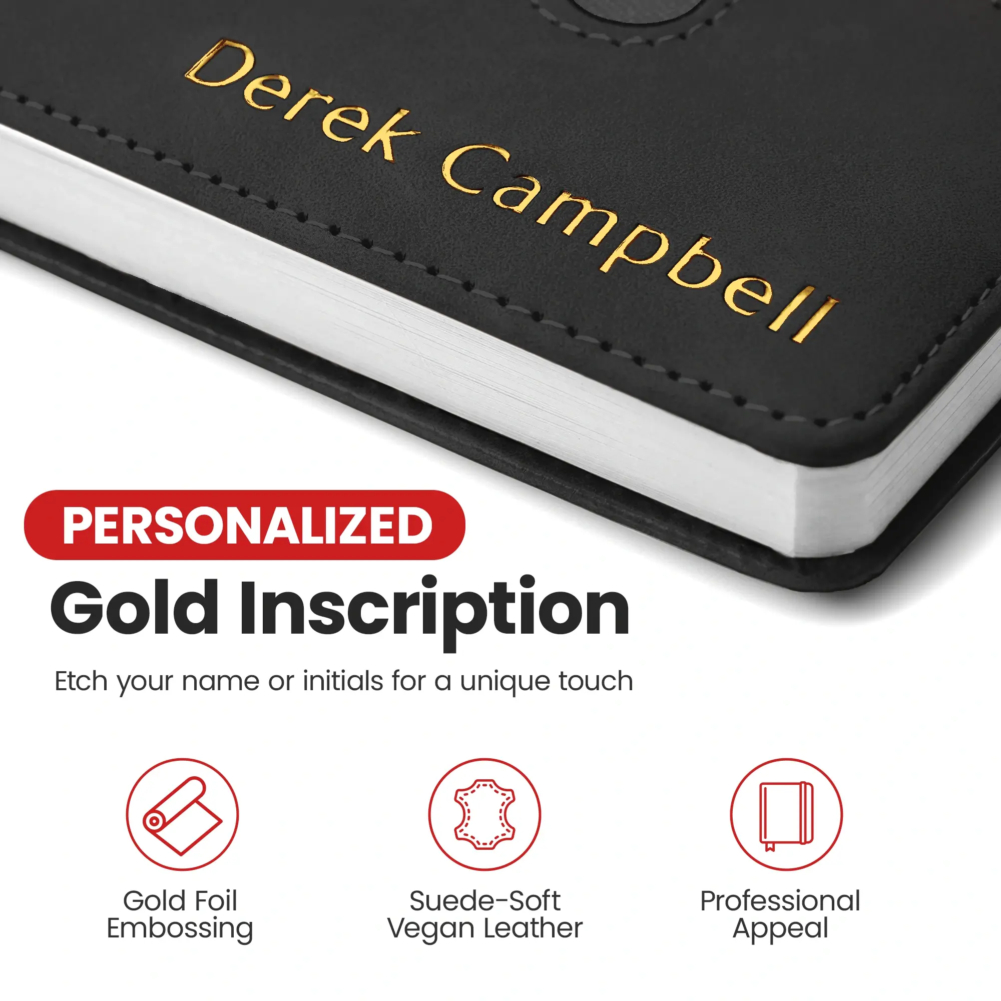 Custom Notebook with Pocket - Black